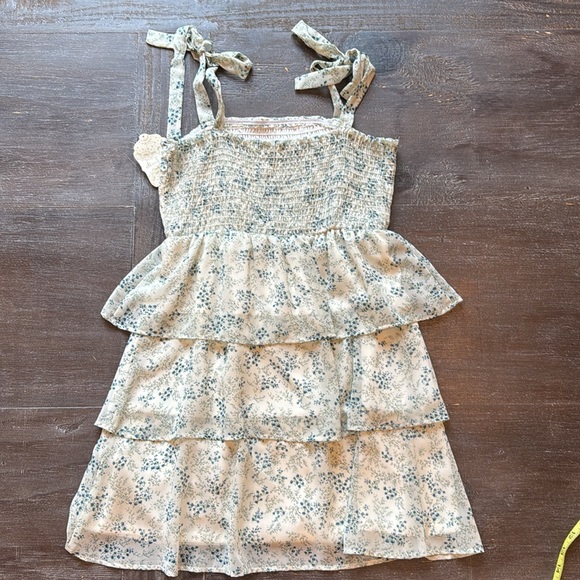 Altar’d State Blue Floral Print Dress size M NWT Smocked Tie Straps Tiered - Picture 6 of 12